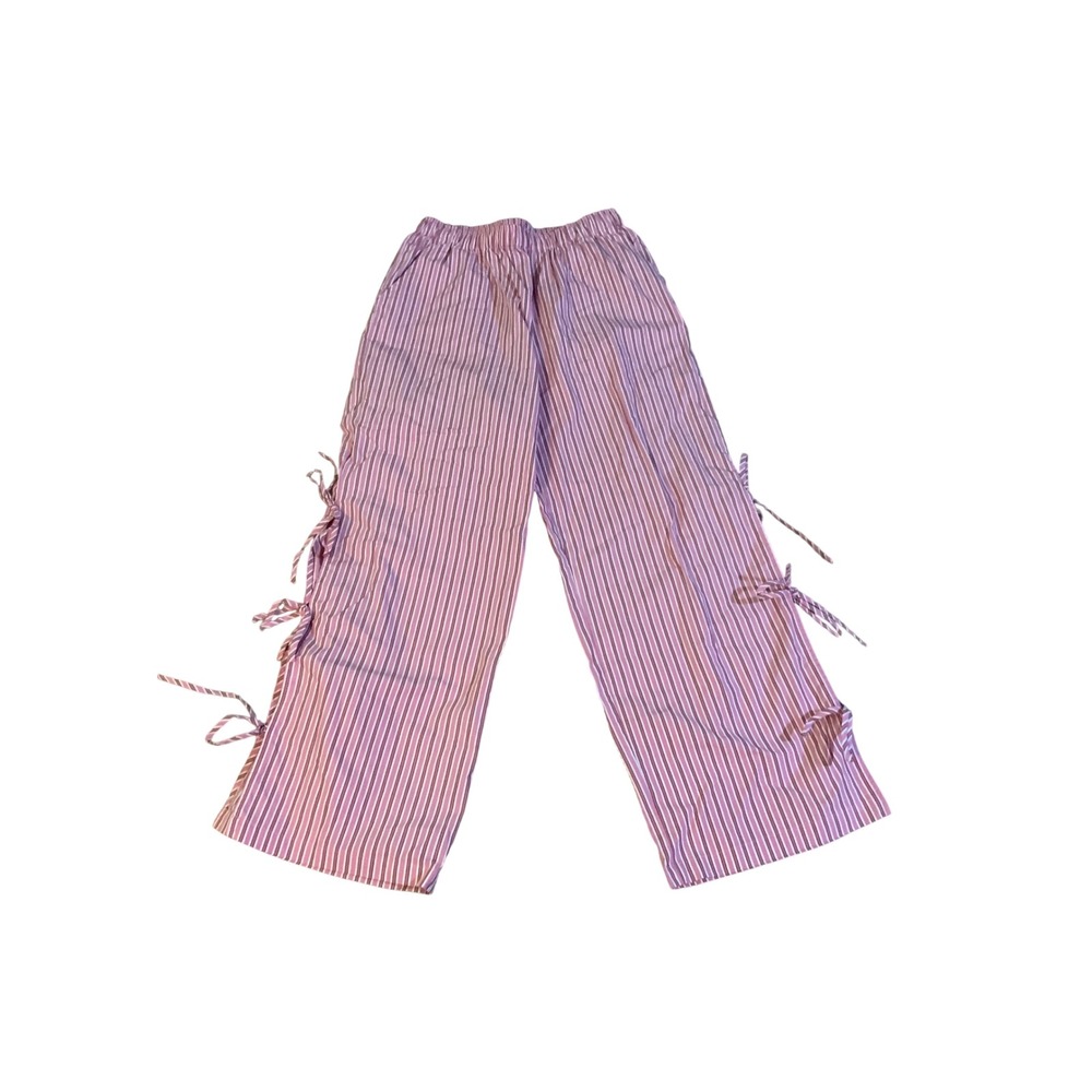 Wild Fable Pink Striped Wide Leg Pants Side Tie Bows Medium